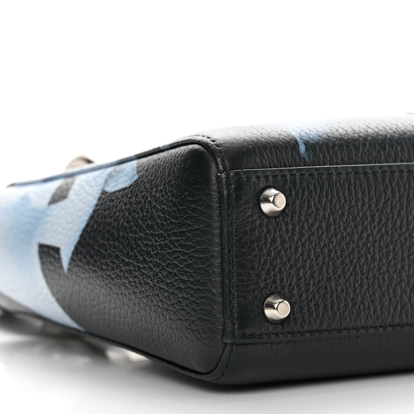 Deerskin Floral Printed Mini Lady Dior Black Blue