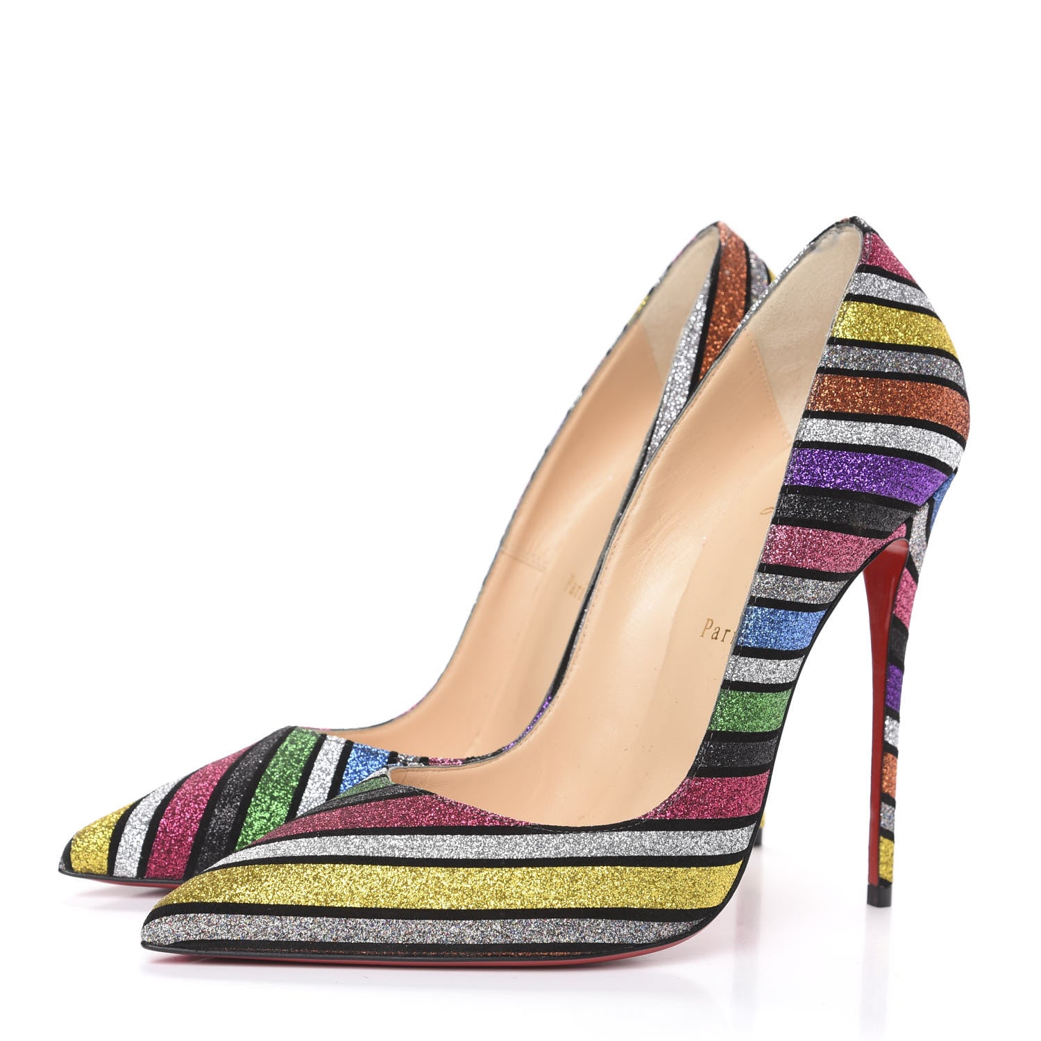 Christian Louboutin Suede Stripyglitter So Kate 120 Pumps 41 Multi 3 of 7