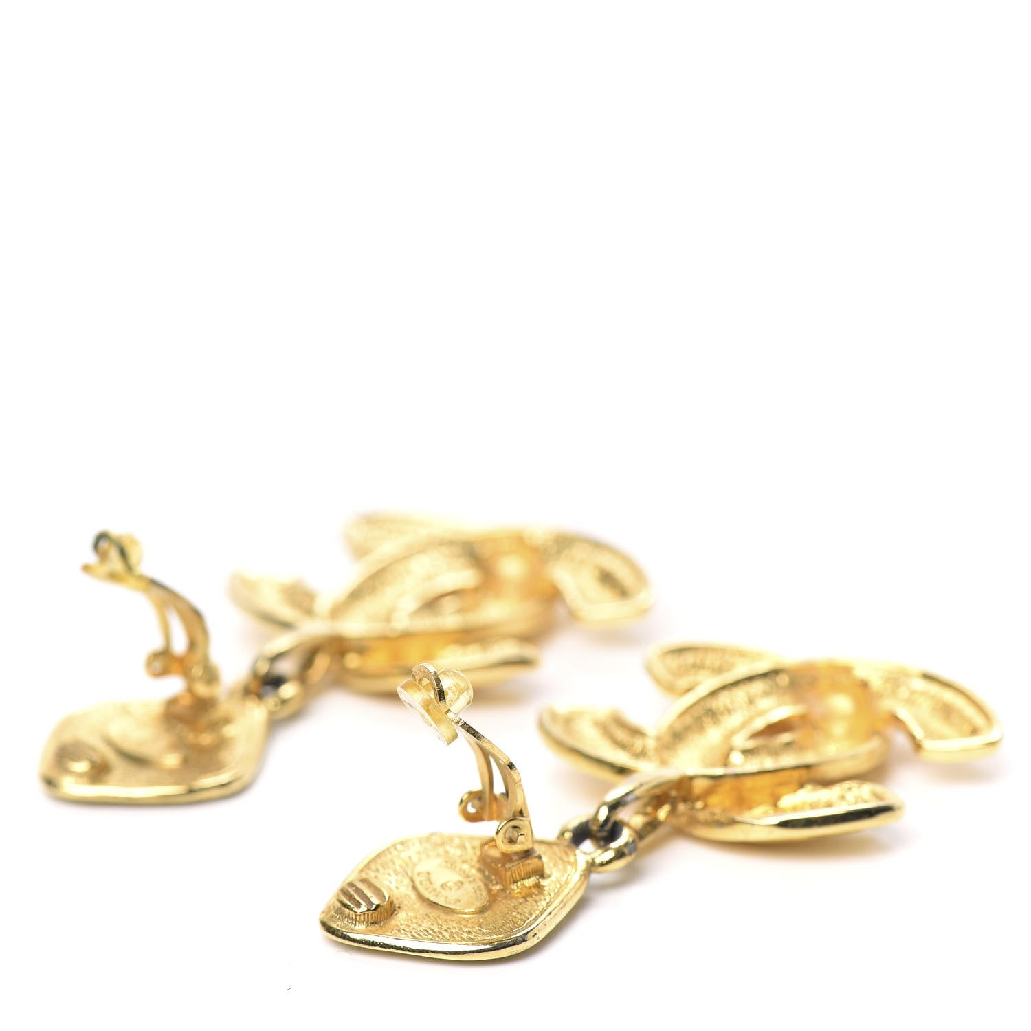 Chanel CC Drop Clip On Earrings Gold 3 of 4