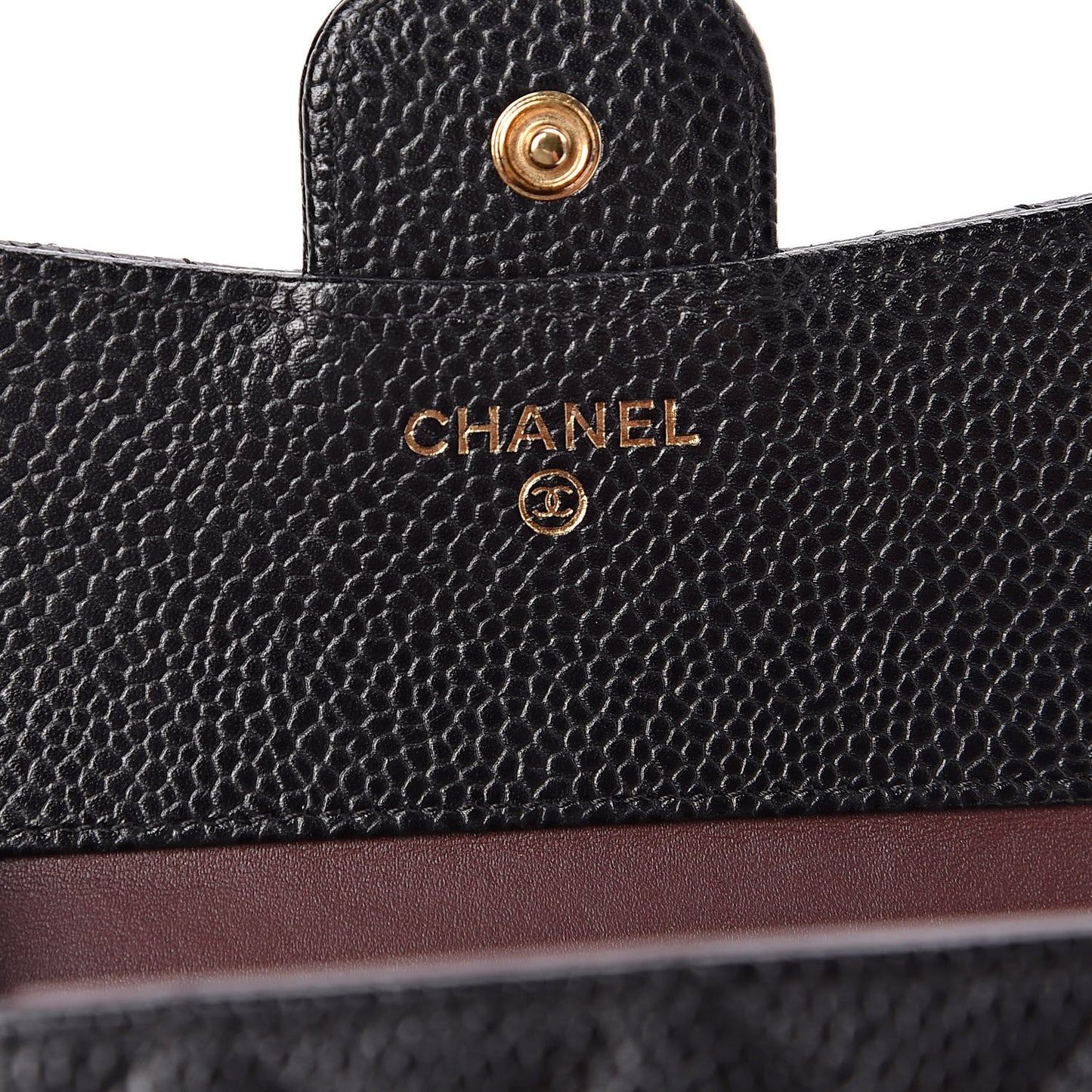 Caviar Quilted Compact Flap Wallet Black
