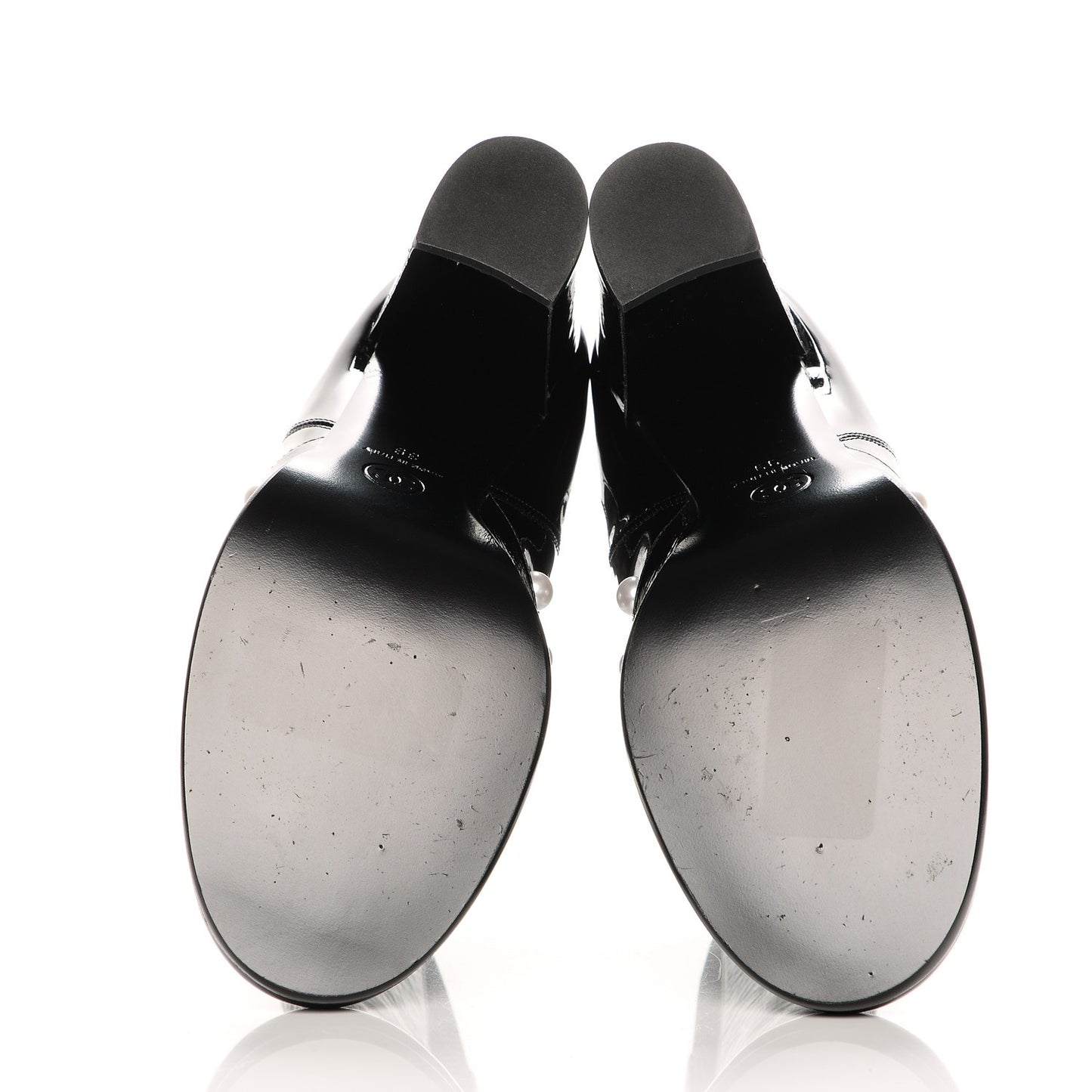 Patent Pearl Elastic Boots 39 Black