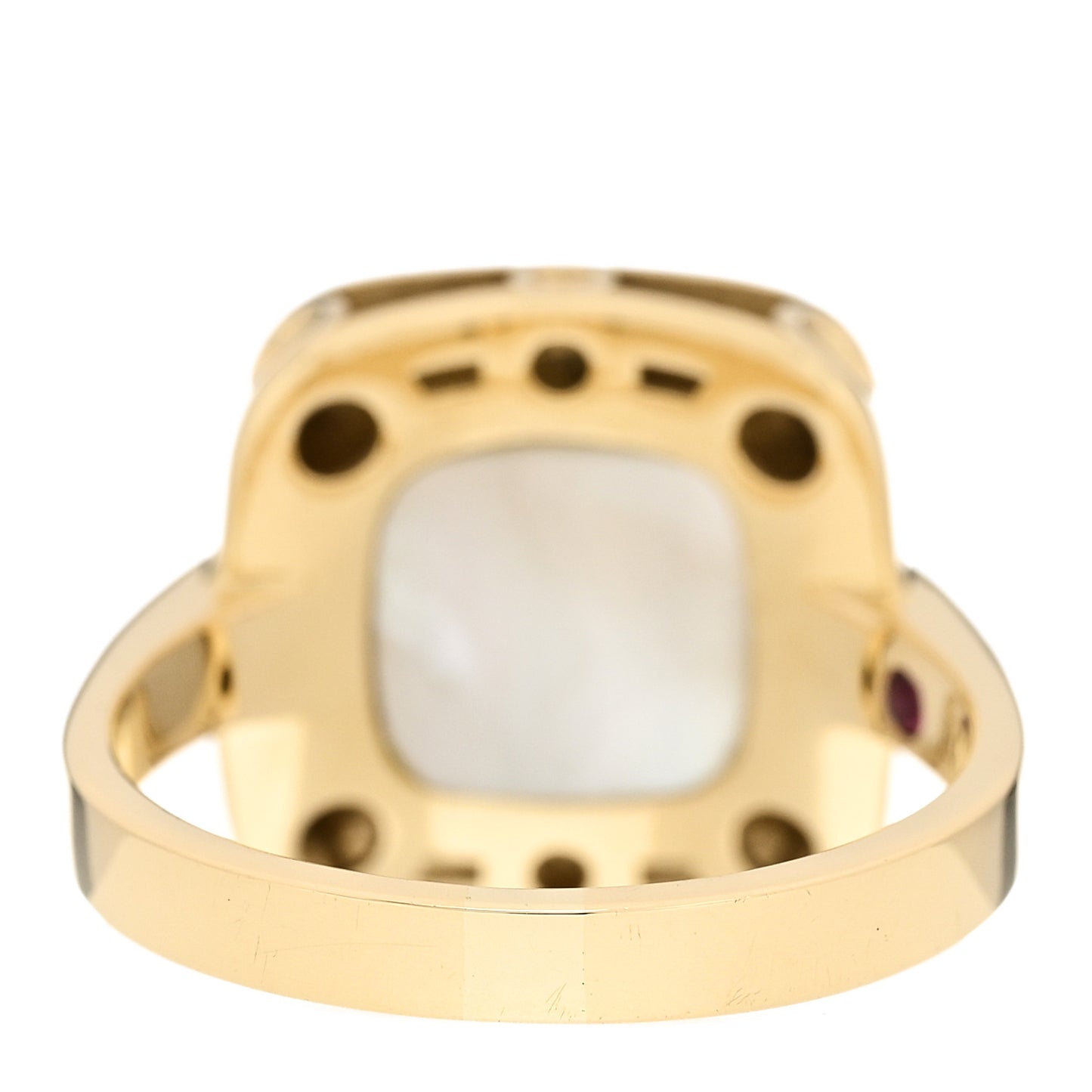 18K Yellow Gold Mother of Pearl Pois Moi Square Ring 55 7.25