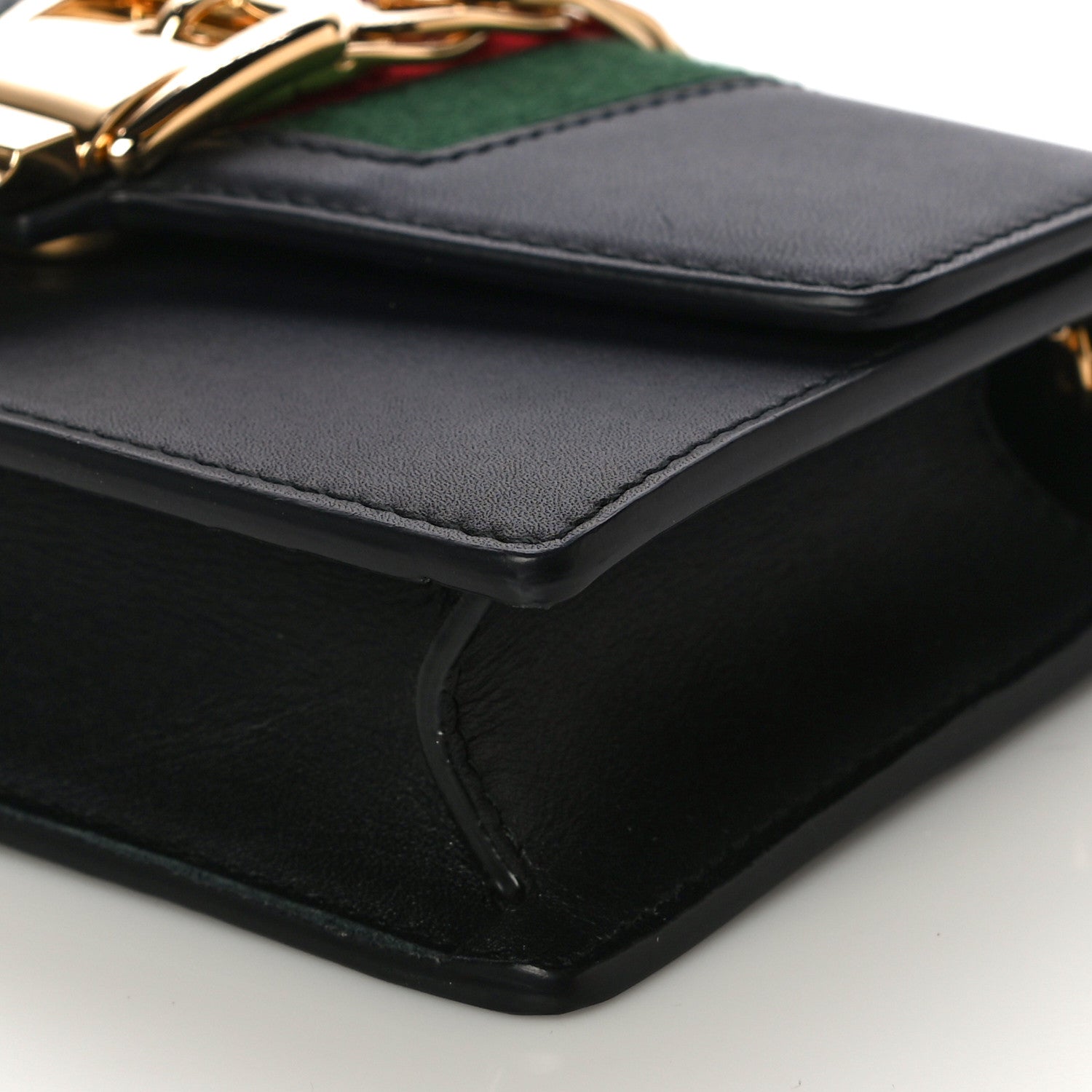 Gucci Calfskin Super Mini Sylvie Chain Shoulder Bag Black 10 of 14