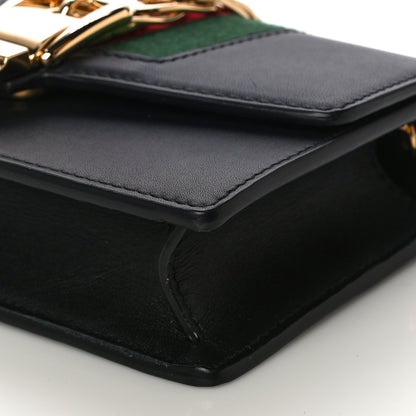 Gucci Calfskin Super Mini Sylvie Chain Shoulder Bag Black 10 of 14