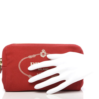 Prada Canvas Canapa Logo Pouch Rosso 2 of 10