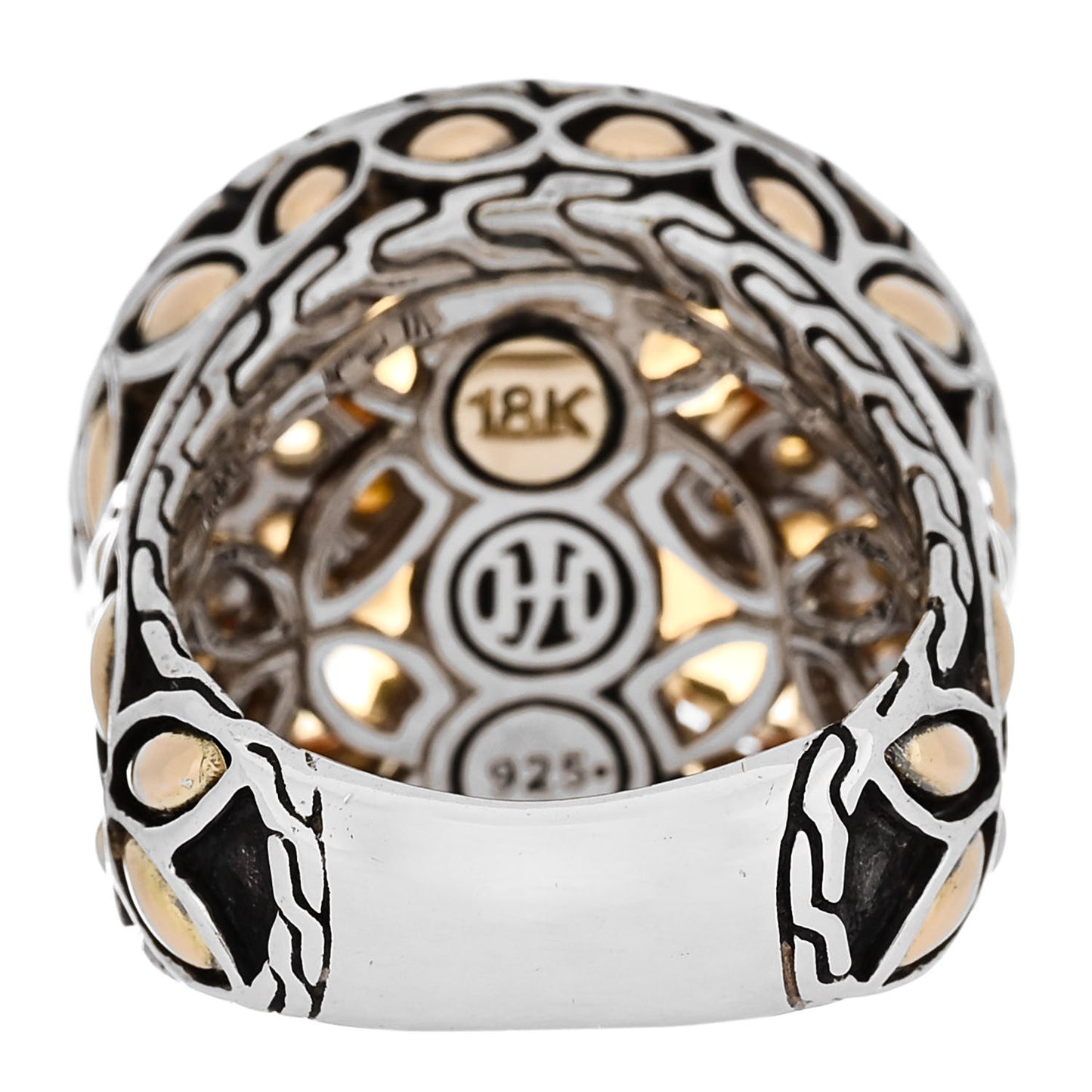 Sterling Silver 18K Yellow Gold Citrine Garnet Batu Kawung Ring 52 6