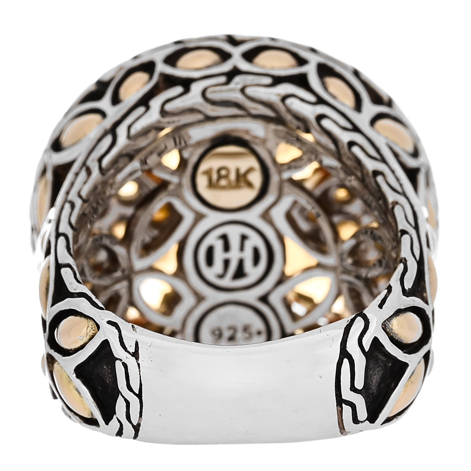 John Hardy Sterling Silver 18K Yellow Gold Citrine Garnet Batu Kawung Ring 52 6 4 of 5