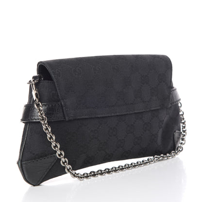 Gucci Monogram Horsebit Chain Clutch Black 3 of 9