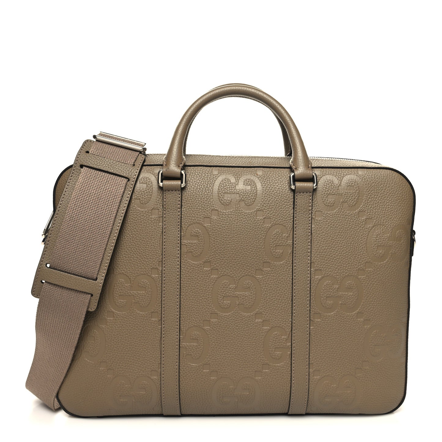 Piuma Calfskin Jumbo GG Embossed Briefcase Good Taupe