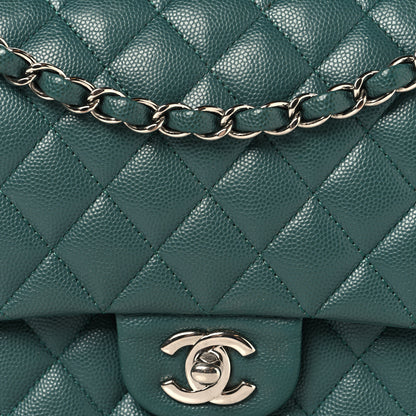 Chanel Caviar Quilted Medium Double Flap Green 8 of 10