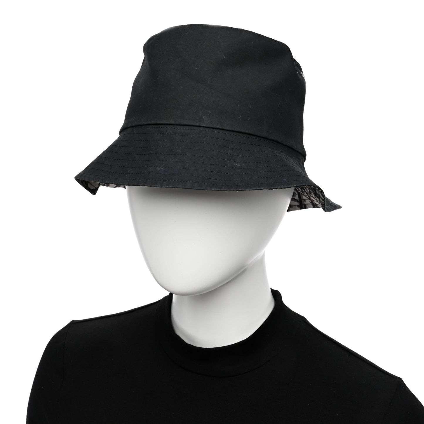 Polyester Cotton Oblique Reversible Teddy-D Brim Bucket Hat 567 Black