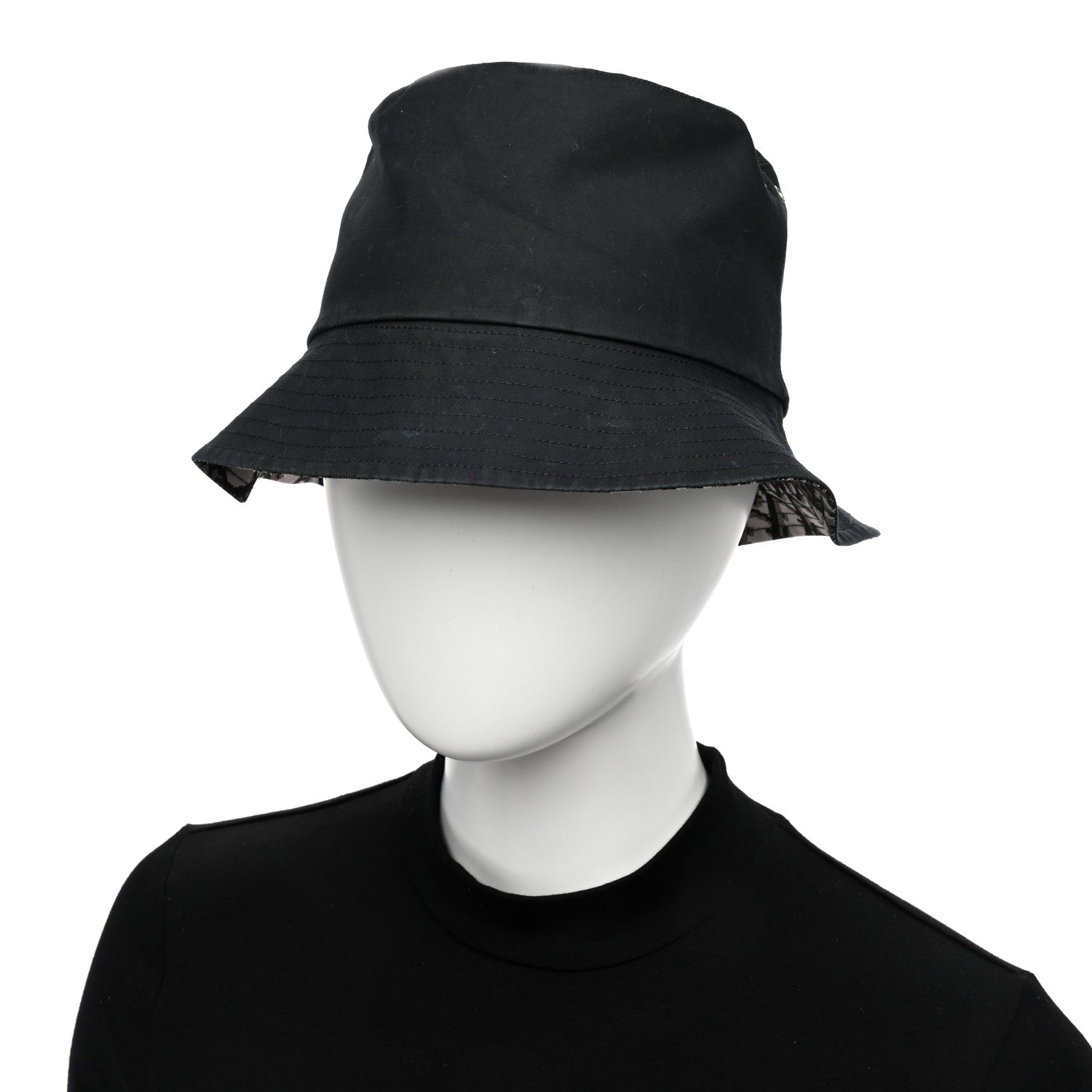 Christian Dior Polyester Cotton Oblique Reversible Teddy-D Brim Bucket Hat 567 Black 3 of 10
