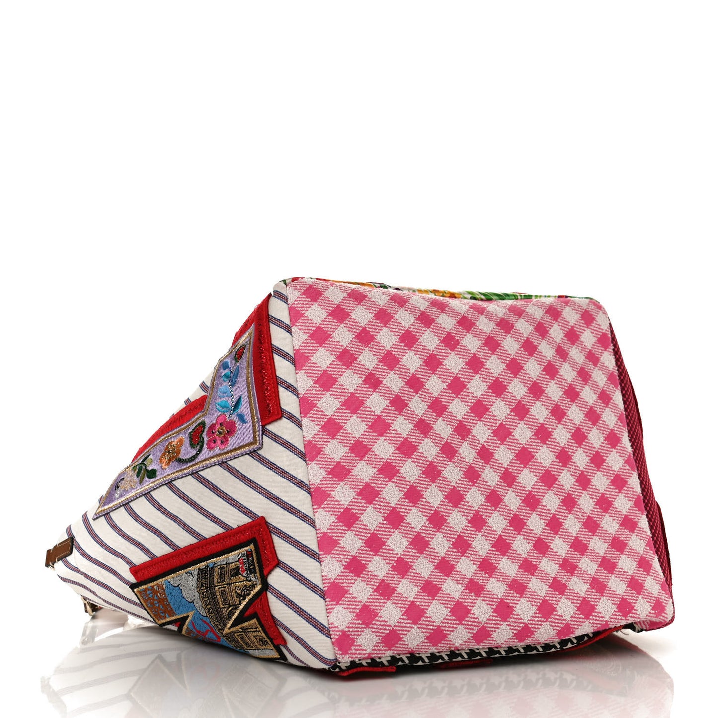 Canvas Embroidered Calfskin Caracaba Tote Multicolor