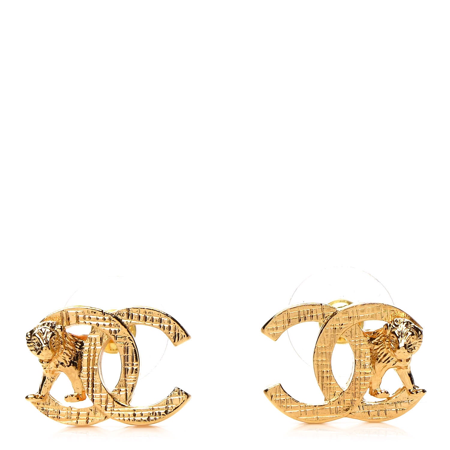 Chanel Metal CC Lion Earrings Gold 1 of 4