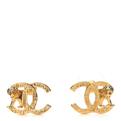 Chanel Metal CC Lion Earrings Gold 1 of 4