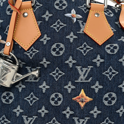 Louis Vuitton Monogram Heritage Denim Flowers Speedy Soft 30 Blue 7 of 9