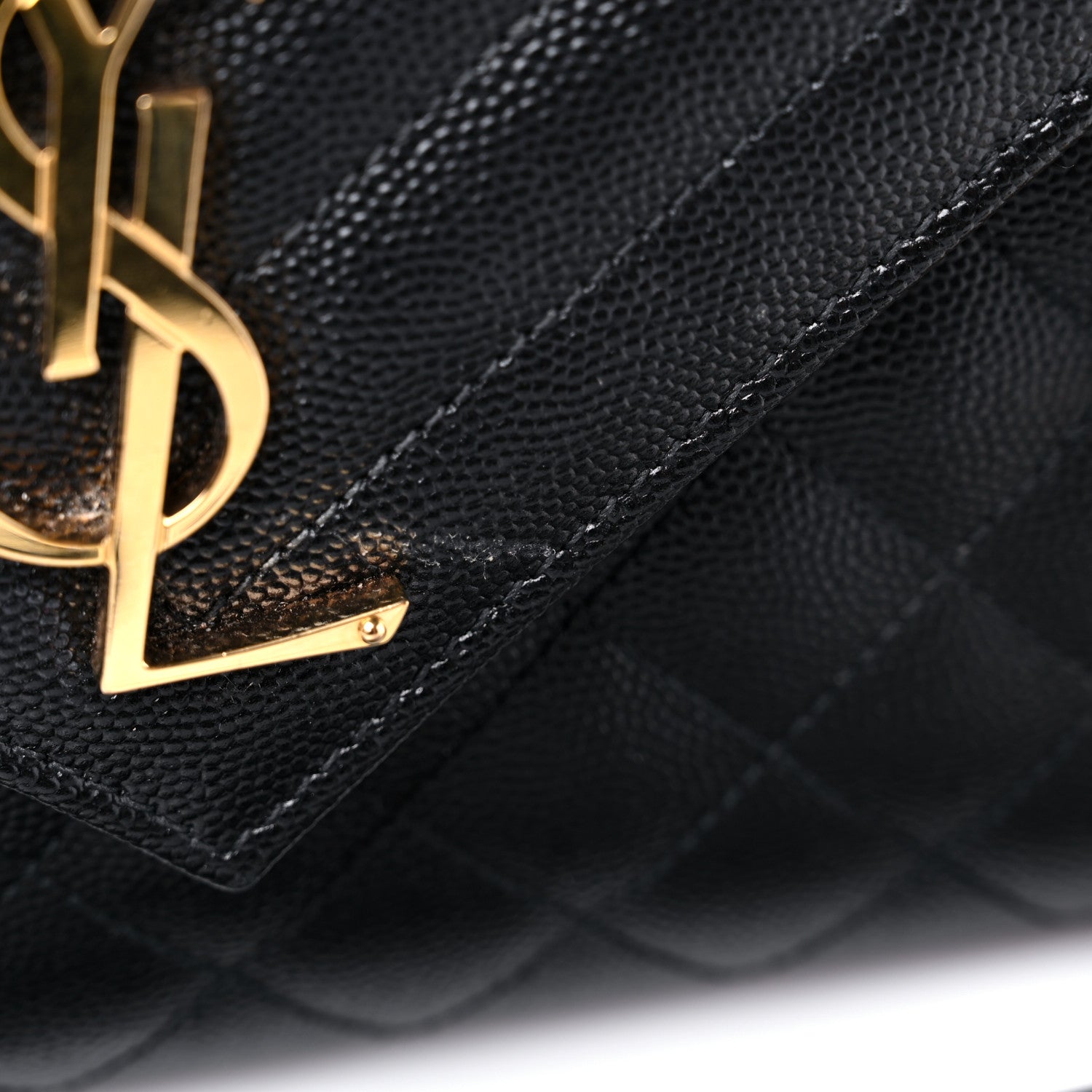 Saint Laurent Grain De Poudre Textured Mixed Matelasse Triquilt Medium Monogram Satchel Black 14 of 14