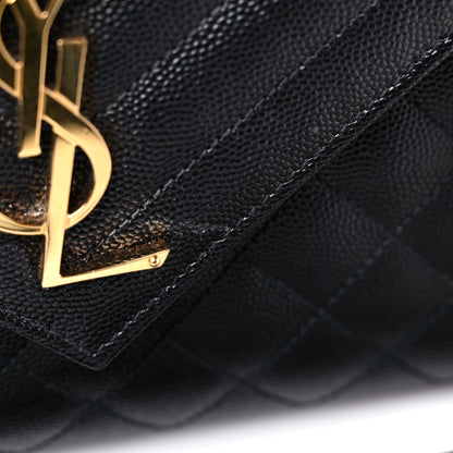 Saint Laurent Grain De Poudre Textured Mixed Matelasse Triquilt Medium Monogram Satchel Black 14 of 14