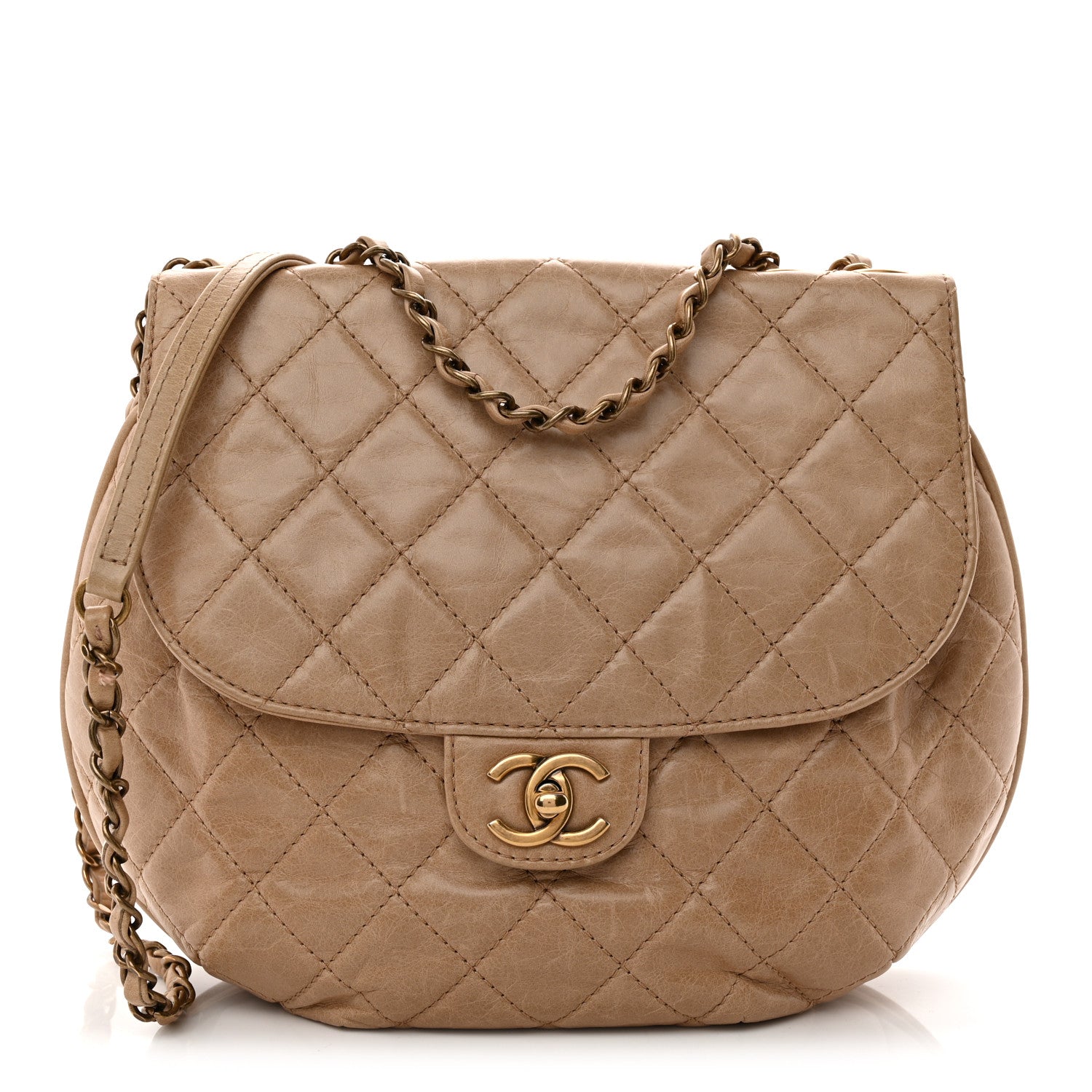Chanel Glazed Calfskin Quilted Medium Bubble CC Flap Beige 1 of 12