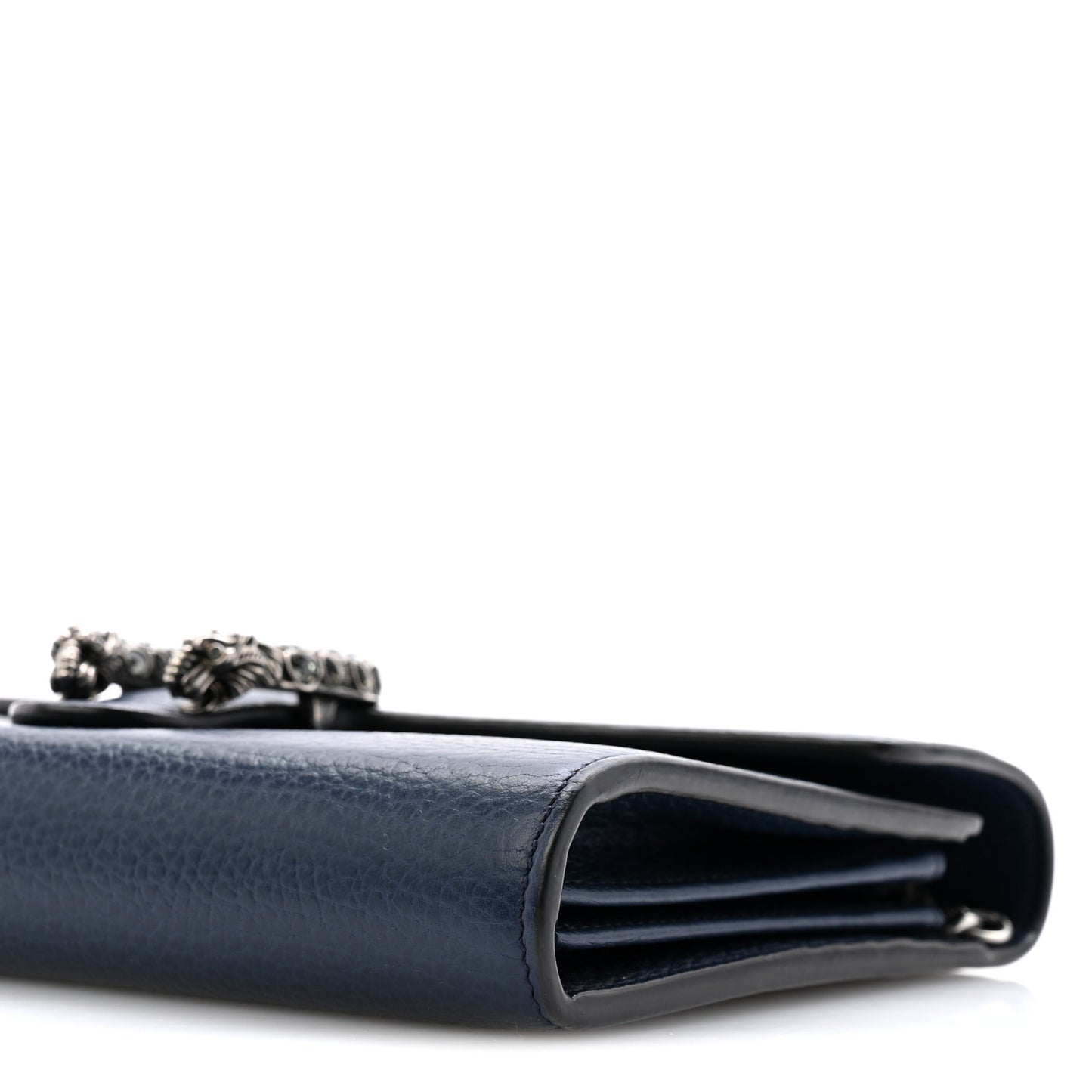 Dollar Calfskin Crystal Mini Dionysus Chain Wallet Blue Agata Black Diamond