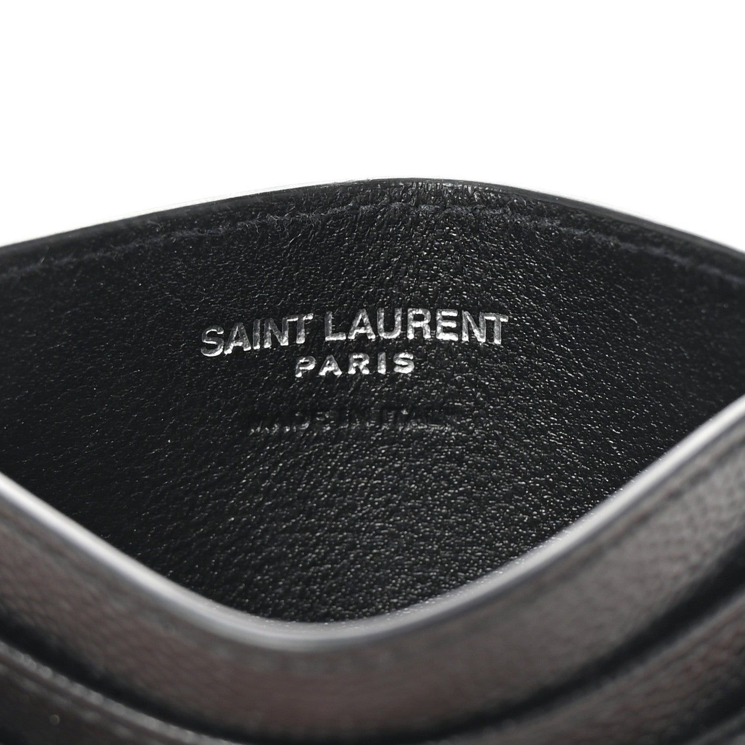 Saint Laurent Grain De Poudre Matelasse Chevron Monogram Credit Card Case Black 6 of 8