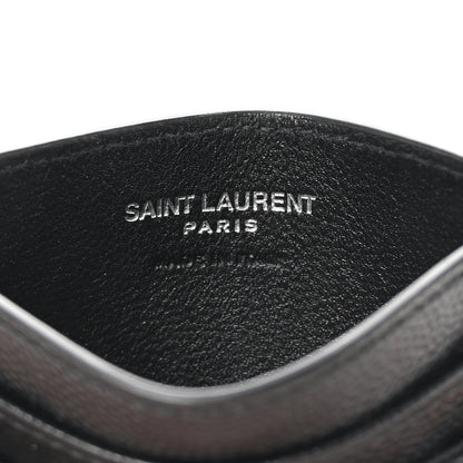 Saint Laurent Grain De Poudre Matelasse Chevron Monogram Credit Card Case Black 6 of 8