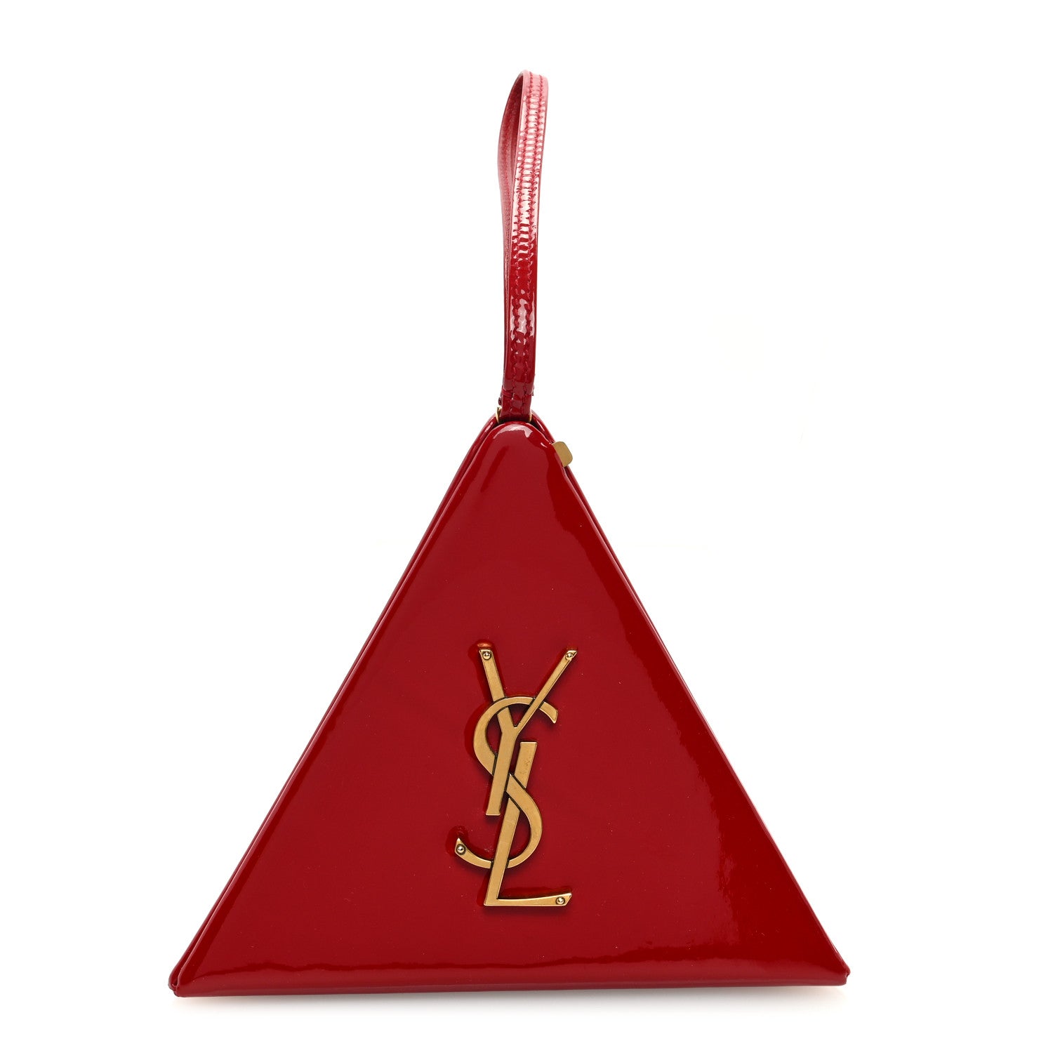 Saint Laurent Patent Pyramid Clutch Rouge 1 of 7