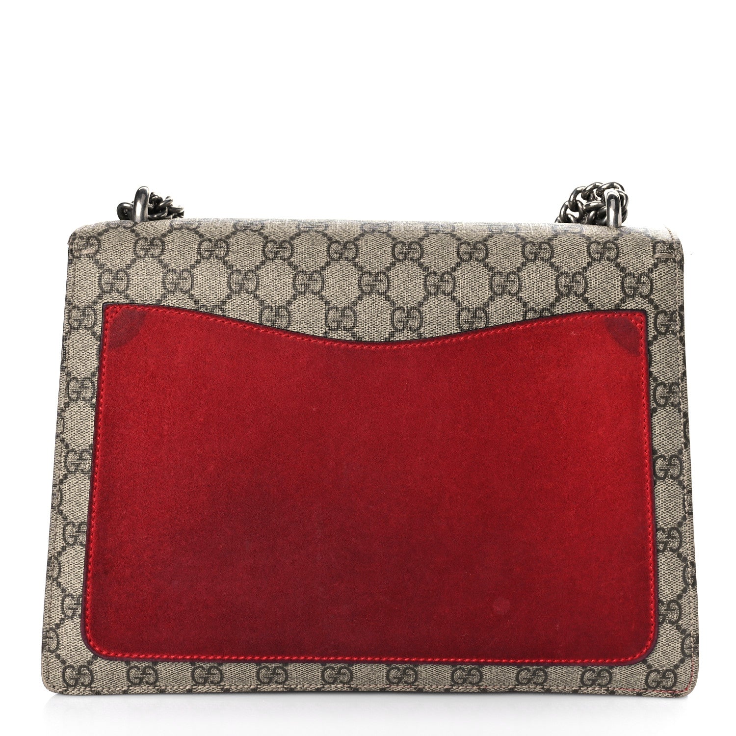 Gucci GG Supreme Monogram Suede Cudu Medium Dionysus Shoulder Bag Beige Ebony Vulcanic Red 10 of 18