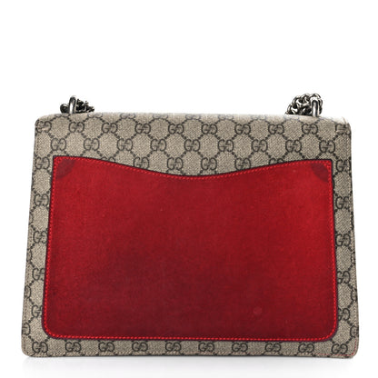 Gucci GG Supreme Monogram Suede Cudu Medium Dionysus Shoulder Bag Beige Ebony Vulcanic Red 10 of 18
