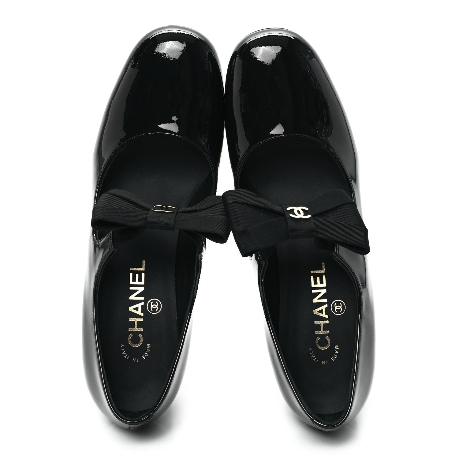 Chanel Patent Calfskin Grosgrain CC Mary Jane Pumps 38.5 Black 2 of 10