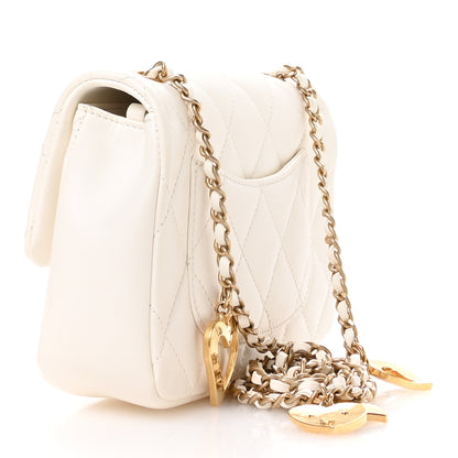 Chanel Lambskin Quilted Mini Heart Charms Flap White 3 of 11