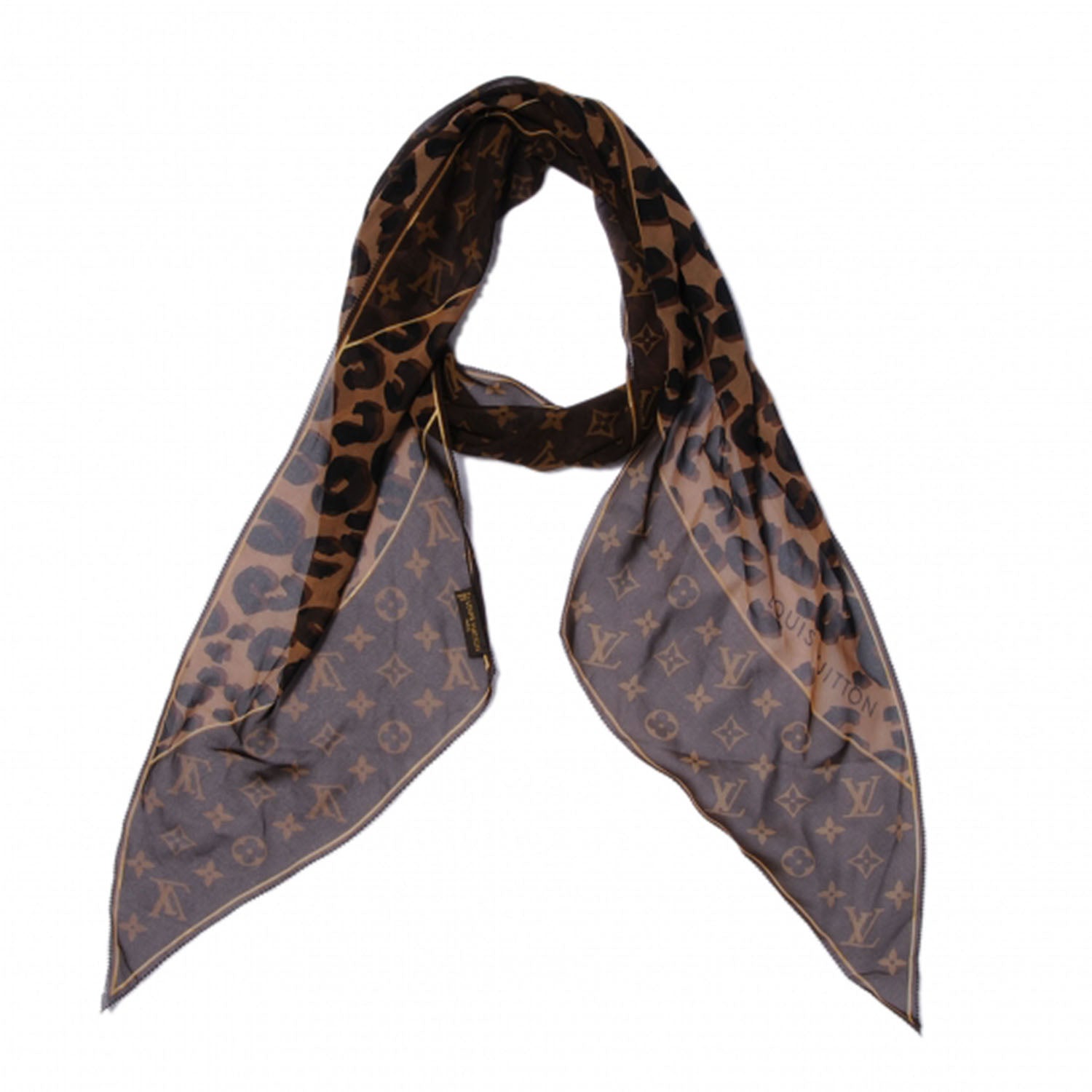 Louis Vuitton Monogram Leopard Silk Scarf 1 of 5