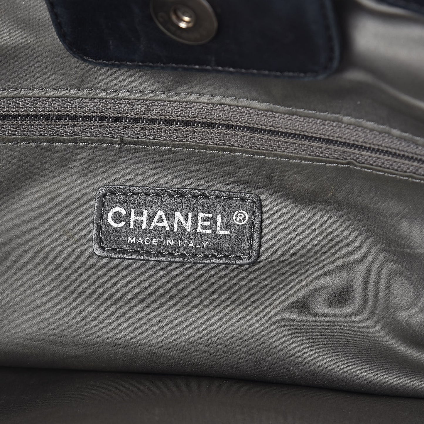 Lambskin Square Stitched Lax Shopping Tote Black