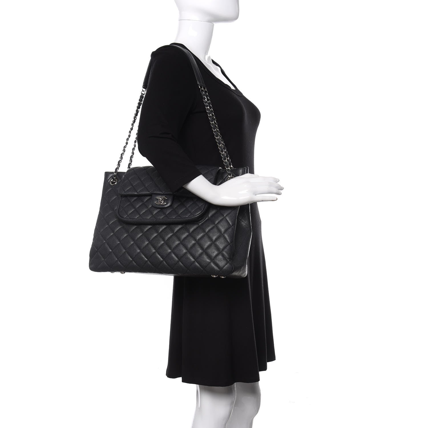 Chanel Caviar Quilted Flap Tote Dark Grey 2 of 9