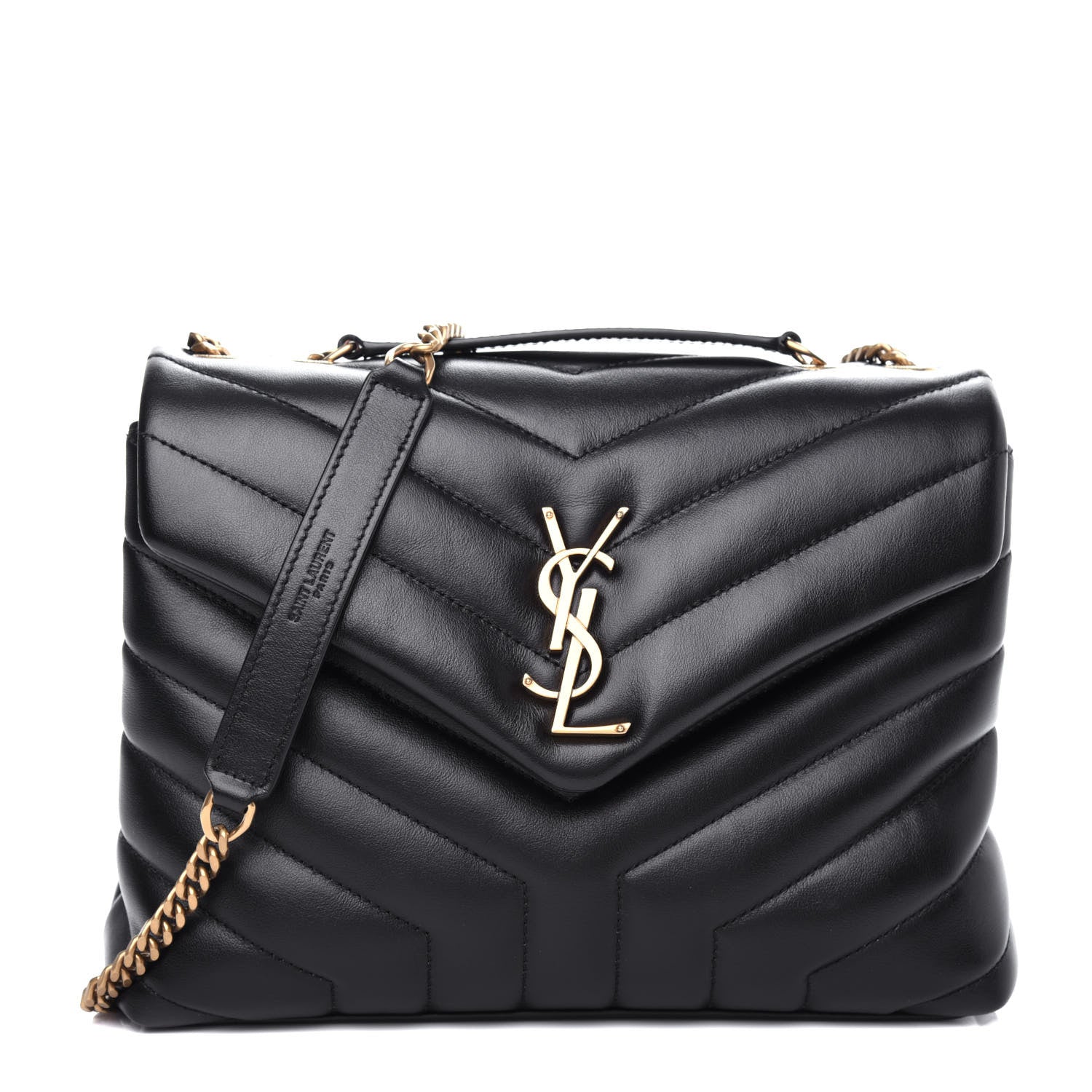 Saint Laurent Calfskin Y Quilted Monogram Small Loulou Chain Satchel Black 1 of 10