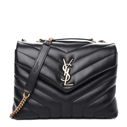 Saint Laurent Calfskin Y Quilted Monogram Small Loulou Chain Satchel Black 1 of 10