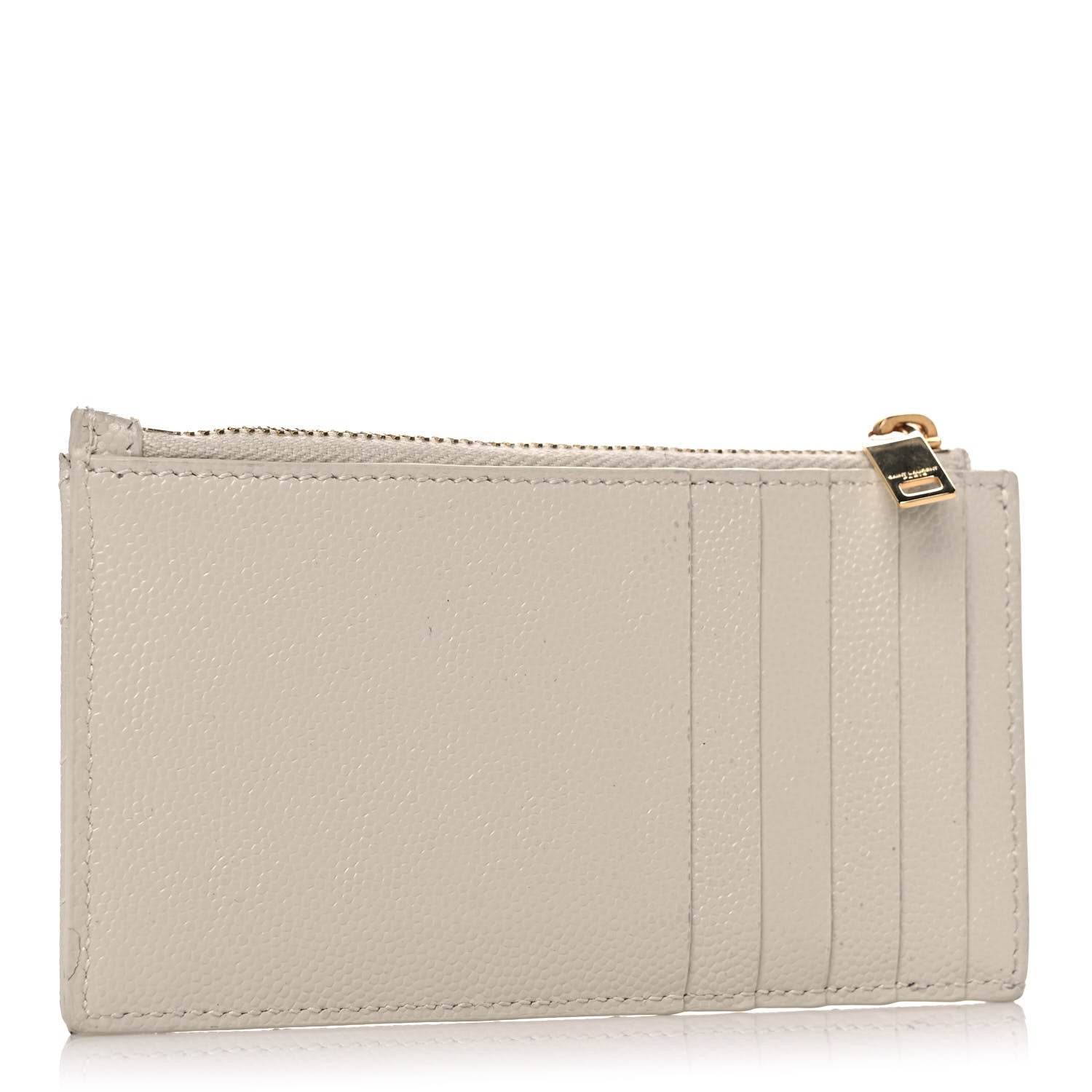Saint Laurent Grain De Poudre Matelasse Chevron Monogram Fragments Zippered Card Case Crema Soft 3 of 11