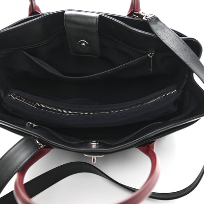 Chanel Calfskin Cerf Executive Shopper Tote Burgundy Black 4 of 9