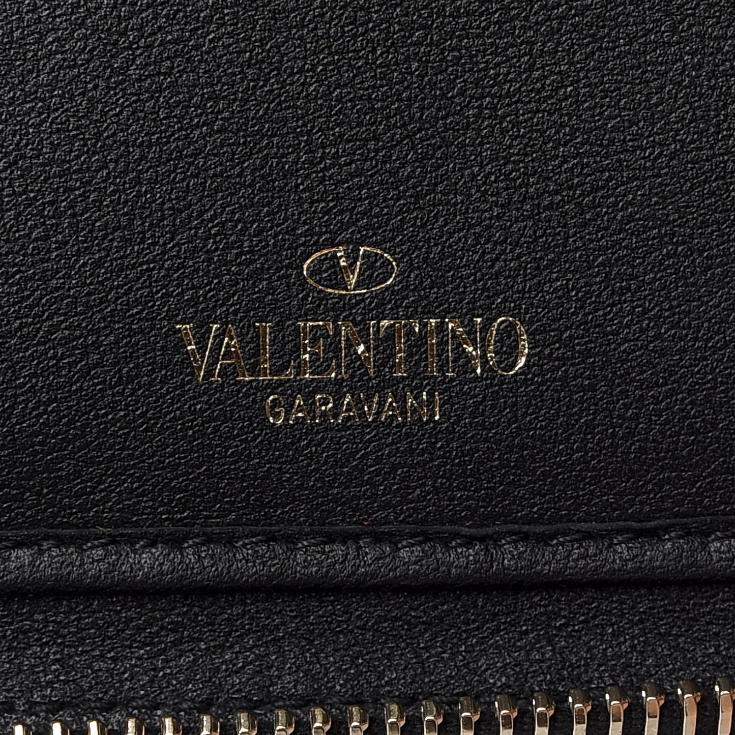 Calfskin Rockstud Travel Wallet Black