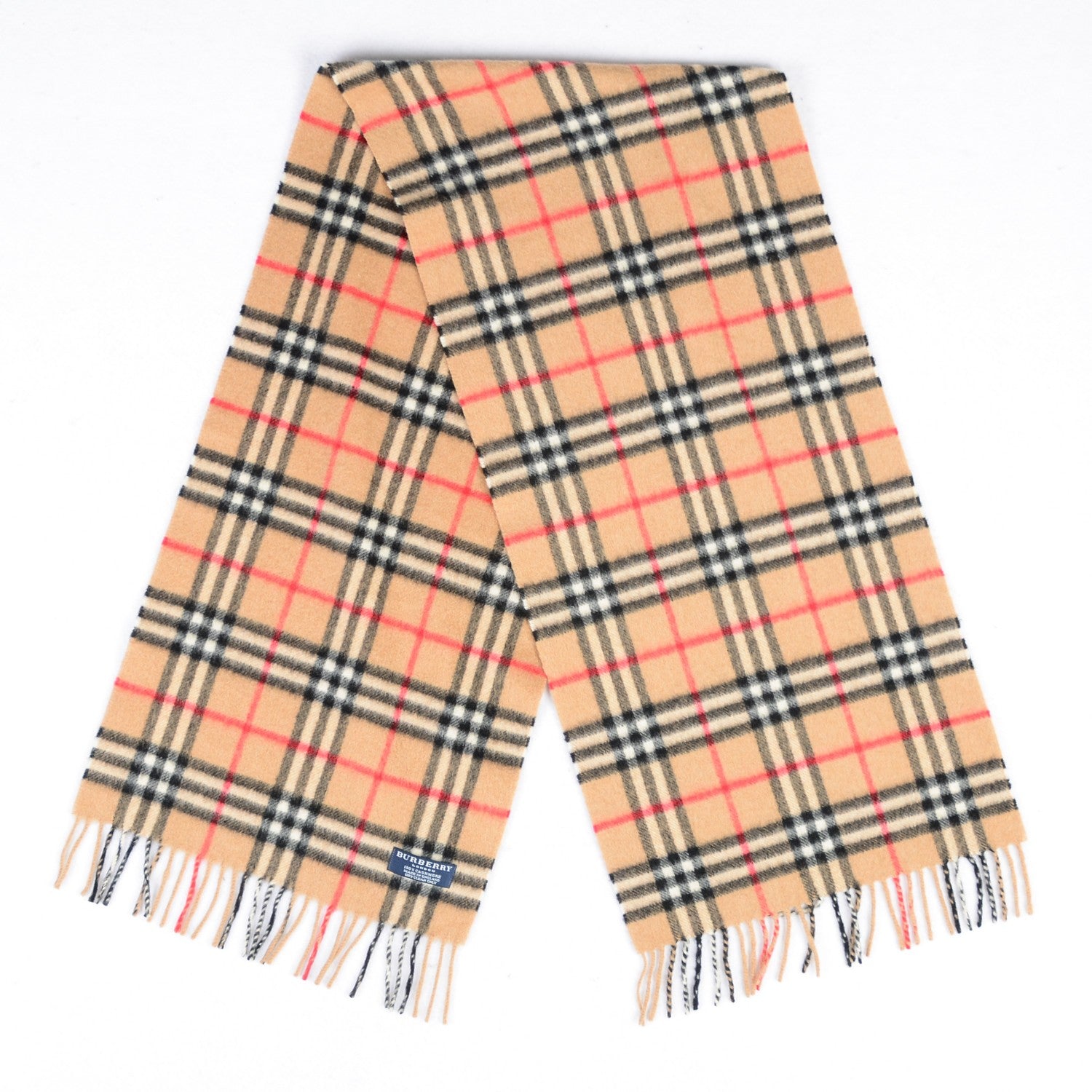 Burberry Cashmere Nova Check Fringe Scarf Camel 3 of 4