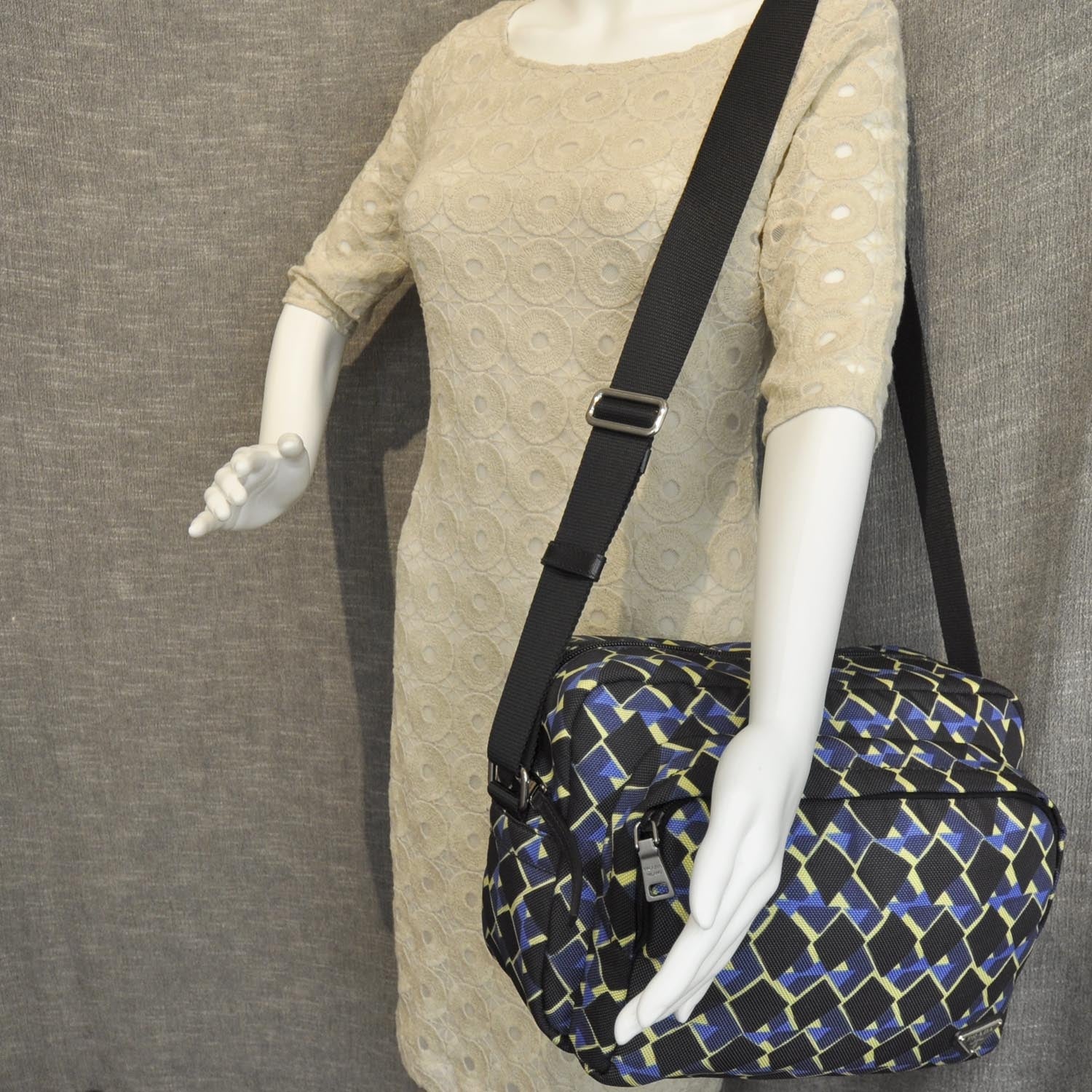 Prada Cordura Saffiano Diamond Print Camera Bag 2 of 9