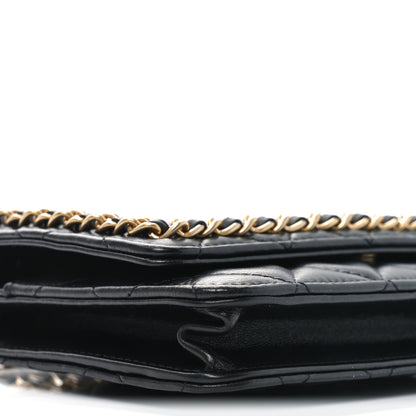 Chanel Lambskin Quilted Chain Around Wallet On Chain WOC Black 10 of 11