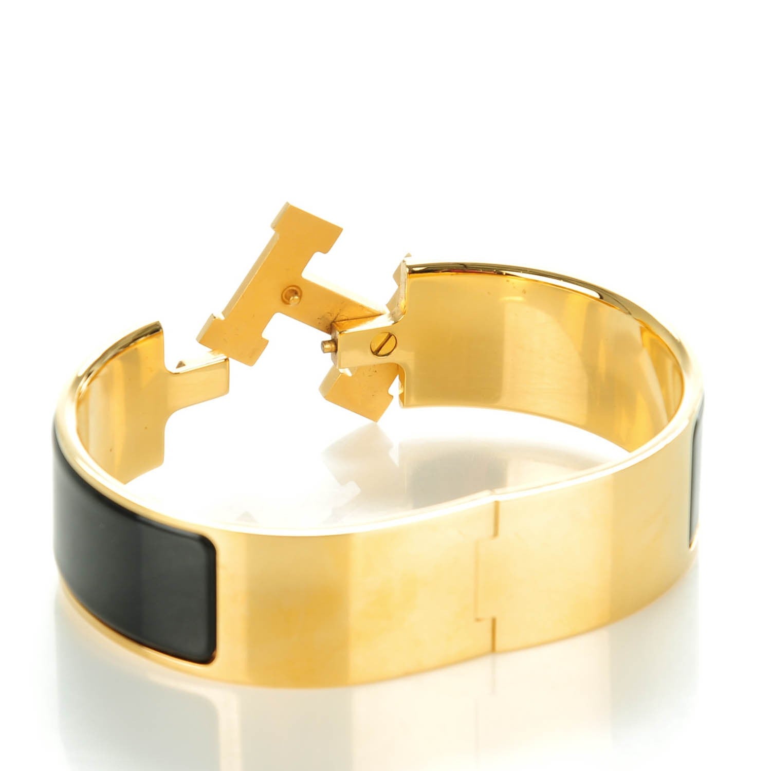 Hermes Enamel Wide Clic Clac H Bracelet GM Black 4 of 5