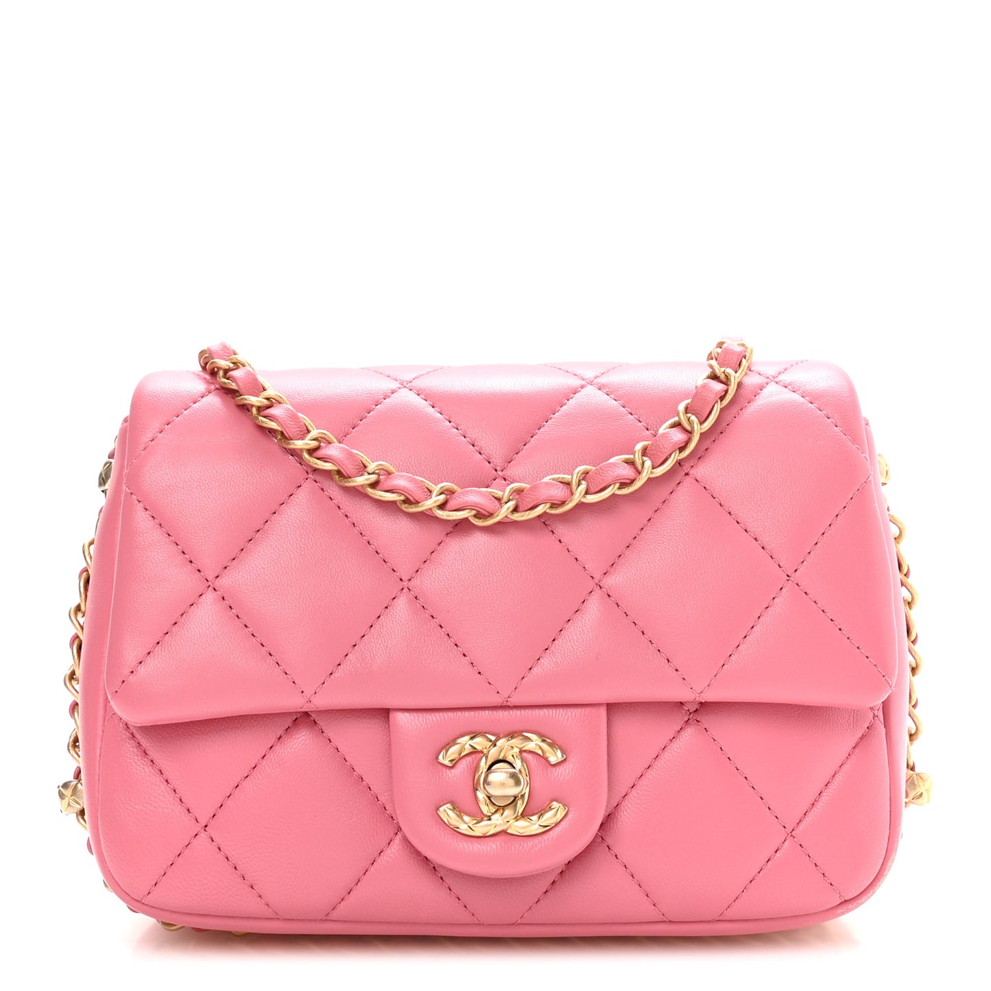 Lambskin Quilted CC Small Dynasty Flap Pink