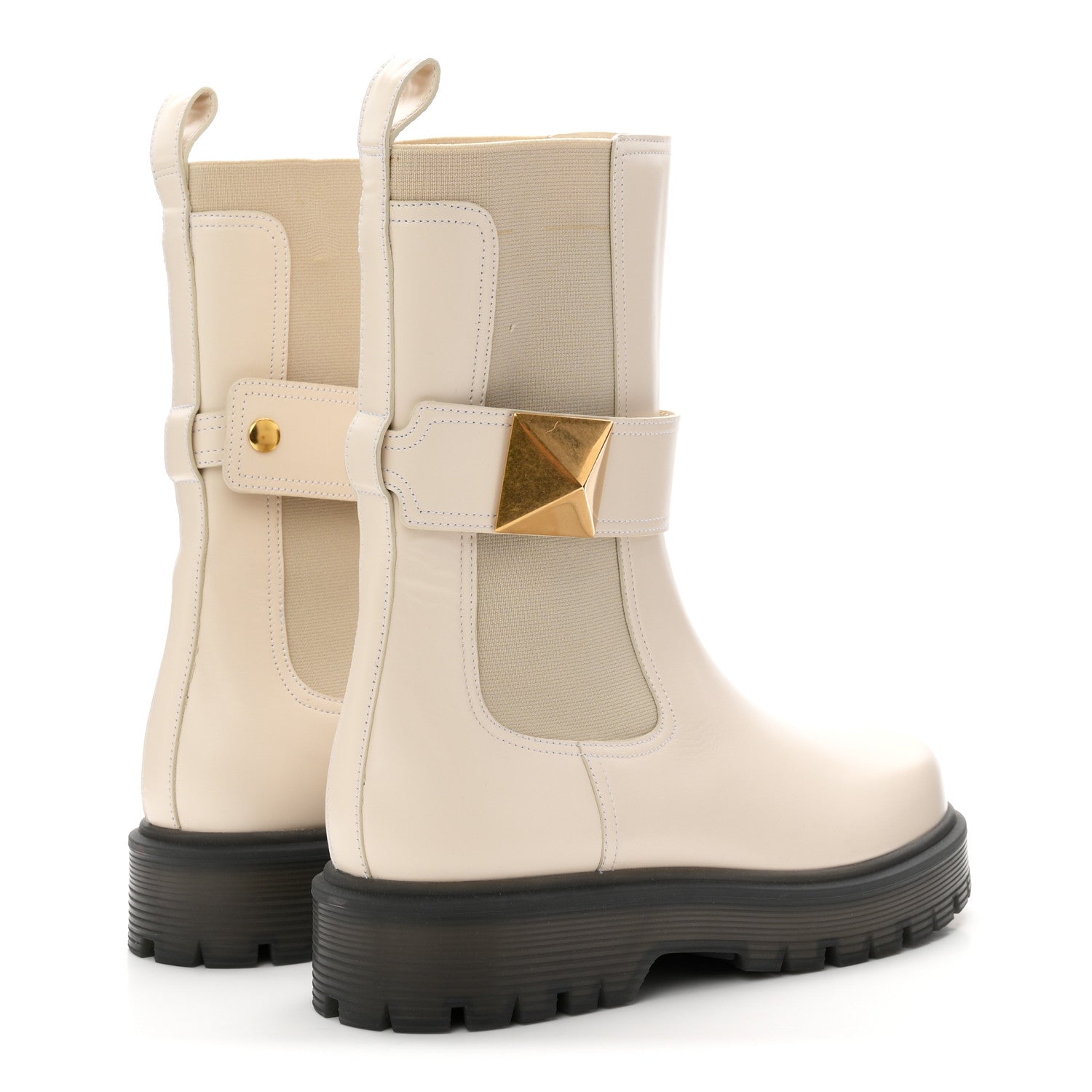 Valentino Garavani Calfskin One Stud Beatle 45mm Boots 41 Light Ivory 5 of 11