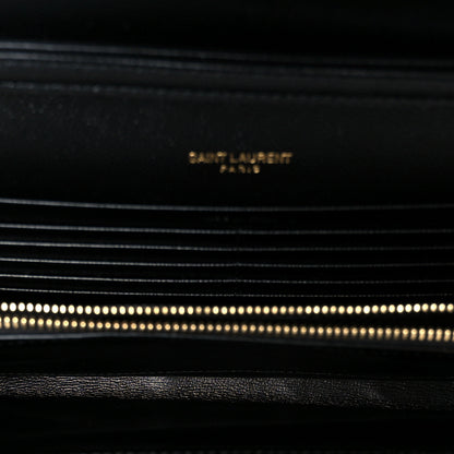 Saint Laurent Grain De Poudre Matelasse Chevron Monogram Chain Wallet Black 5 of 10