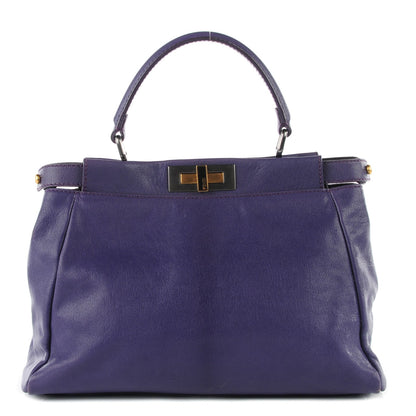 Fendi Goatskin Python Medium Peekaboo Iconic Satchel Violet 1 of 10