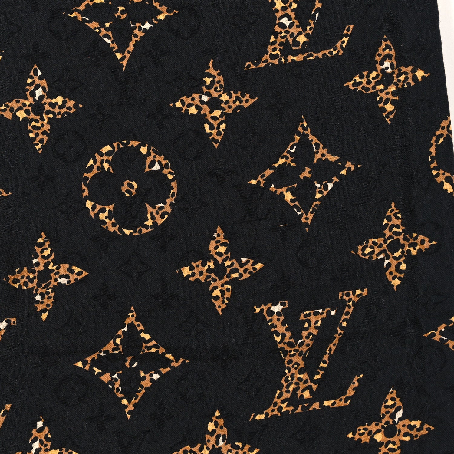 Louis Vuitton Wool Silk Monogram Giant Jungle Shawl Black 4 of 4