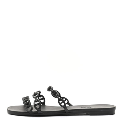 Hermes Rubber Chaine d'Ancre Rivage Sandals 38 Black 1 of 8