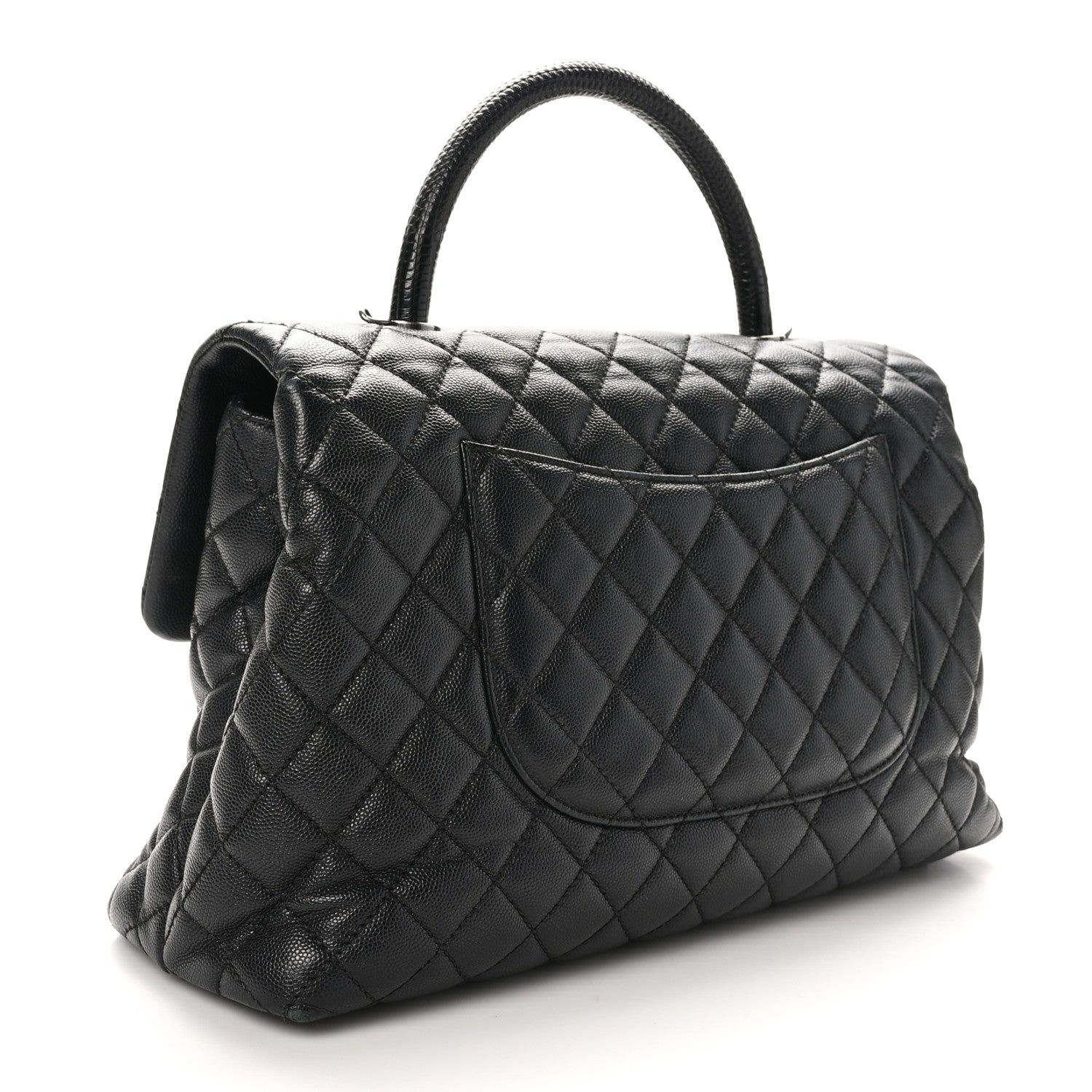 Chanel Caviar Lizard Quilted Medium Coco Handle Flap Black 3 of 10